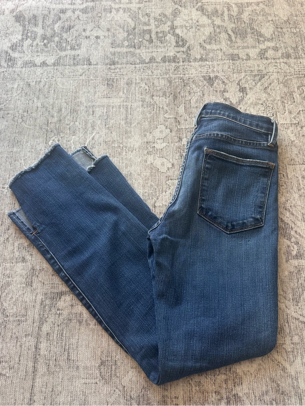 Frame High Rise Denim Indigo Straight-Leg Jeans - Picture 3 of 5